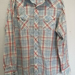 Ralph Lauren Blue and Red Plaid western Casual Button Down Shirt